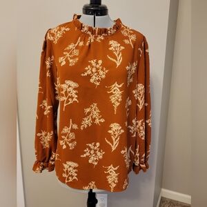 Rust Floral Blouse